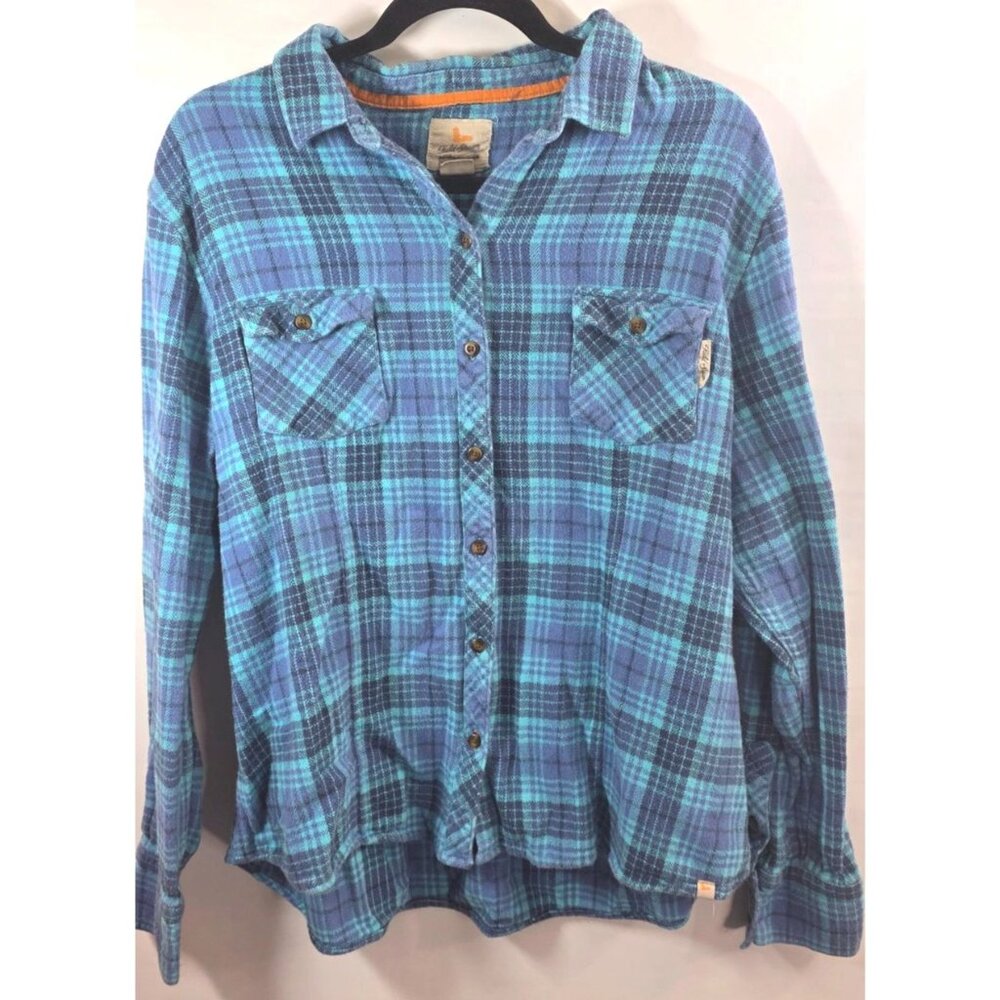 Field & Stream Shirt Womens PLus Size 3XL XXX Blue Plaid Flannel Shacket Jacket